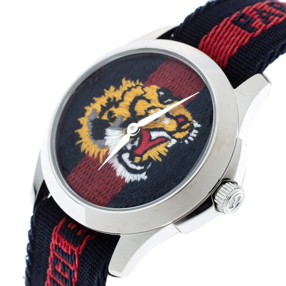 Gucci G Timless Le Marche Des Merveilles Blue & Red Dial Blue & Red Nylon Strap Unisex Watch  - YA126495 Watches Gucci   