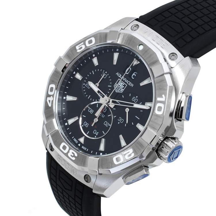 Tag Heuer Aquaracer Quartz Chronograph Black Dial Black Rubber Strap Watch for Men - CAY1110.FT6041 Watches Tag Heuer   