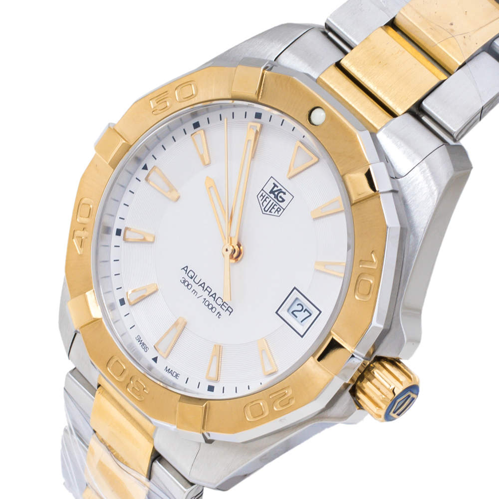 Tag Heuer Aquaracer 41mm Quartz White Dial Two Tone Steel Strap Watch for Men - WAY1120.BB0930 Watches Tag Heuer   