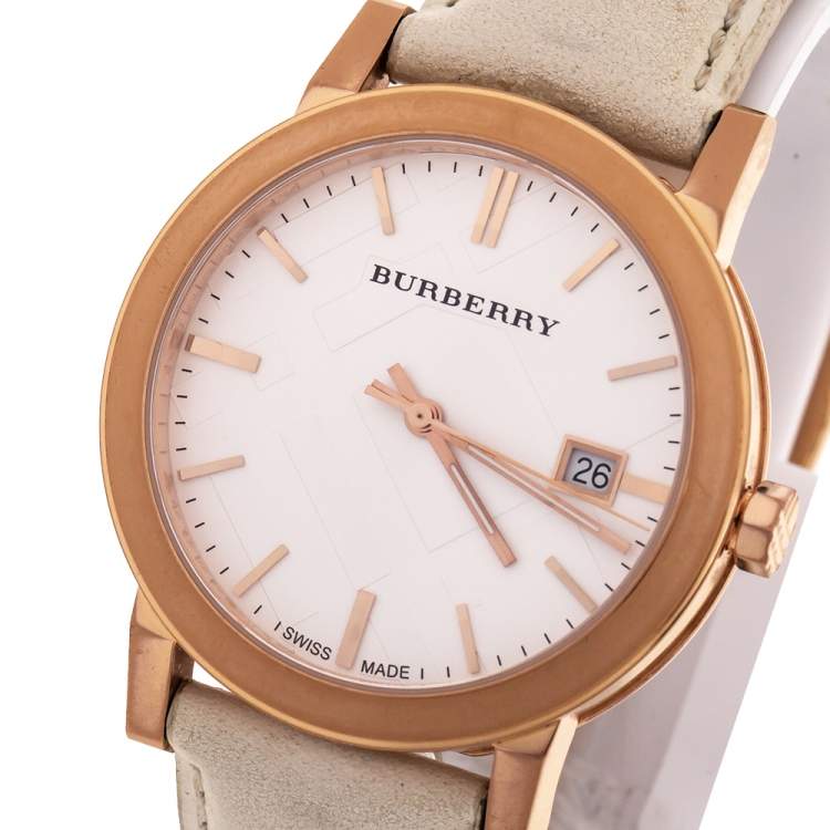 Burberry The City White Dial White Leather Strap Watch for Women - BU9012 Watches Burberry   