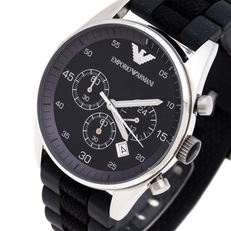 Emporio Armani Sportivo Black Dial Two Tone Ceramic Bracelet Watch For Men - AR5866 Watches Emporio Armani   