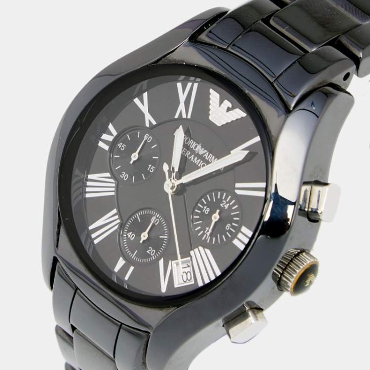 Emporio Armani Black Ceramic Dial Ceramic Strap Watch For Women - AR1401 Watches Emporio Armani   