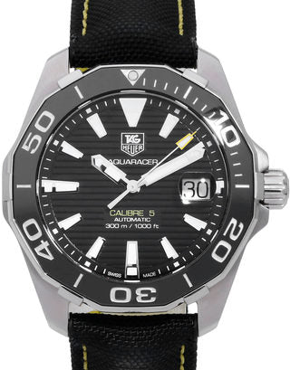 Tag Heuer Aquaracer Calibre 5 Automatic 41mm Black Dial Black Nylon Strap Watch for Men - WAY211A.FC6362 Watches Tag Heuer   