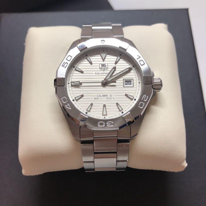 Tag Heuer Aquaracer Automatic 41mm White Dial Silver Steel Strap Watch for Men - WAY2111.BA0928 Watches Tag Heuer   