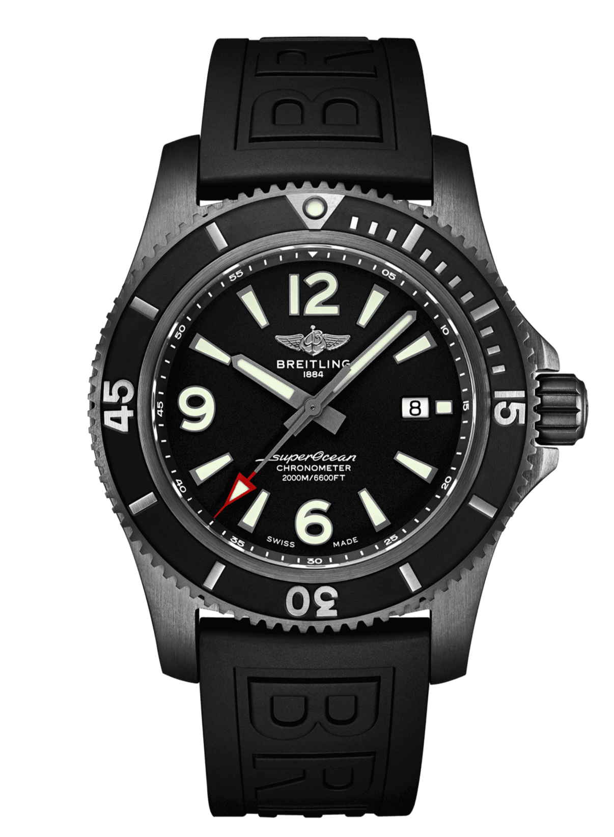 Breitling Superocean Automatic 46mm Black Dial Black Rubber Strap Watch for Men - M17368B71B1S1 Watches Breitling   