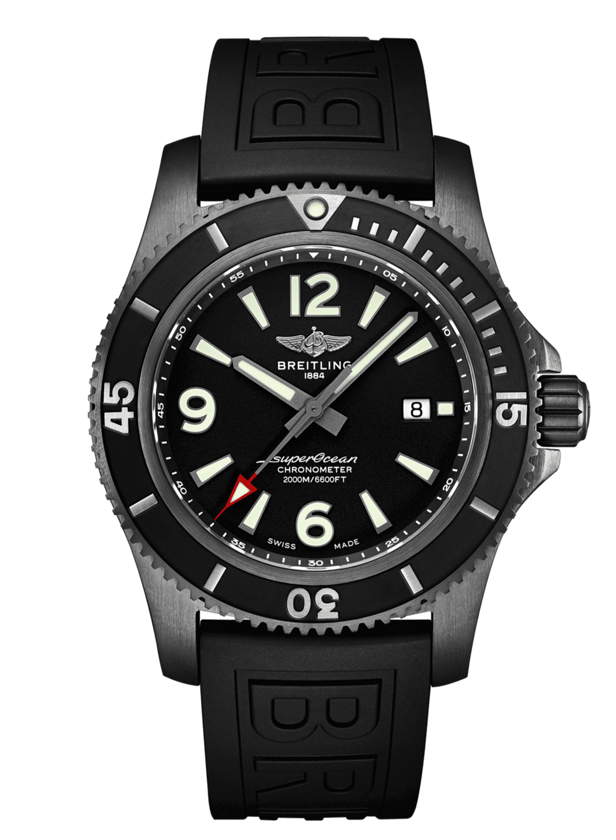 Breitling Superocean Automatic 46mm Black Dial Black Rubber Strap Watch for Men - M17368B71B1S1 Watches Breitling   