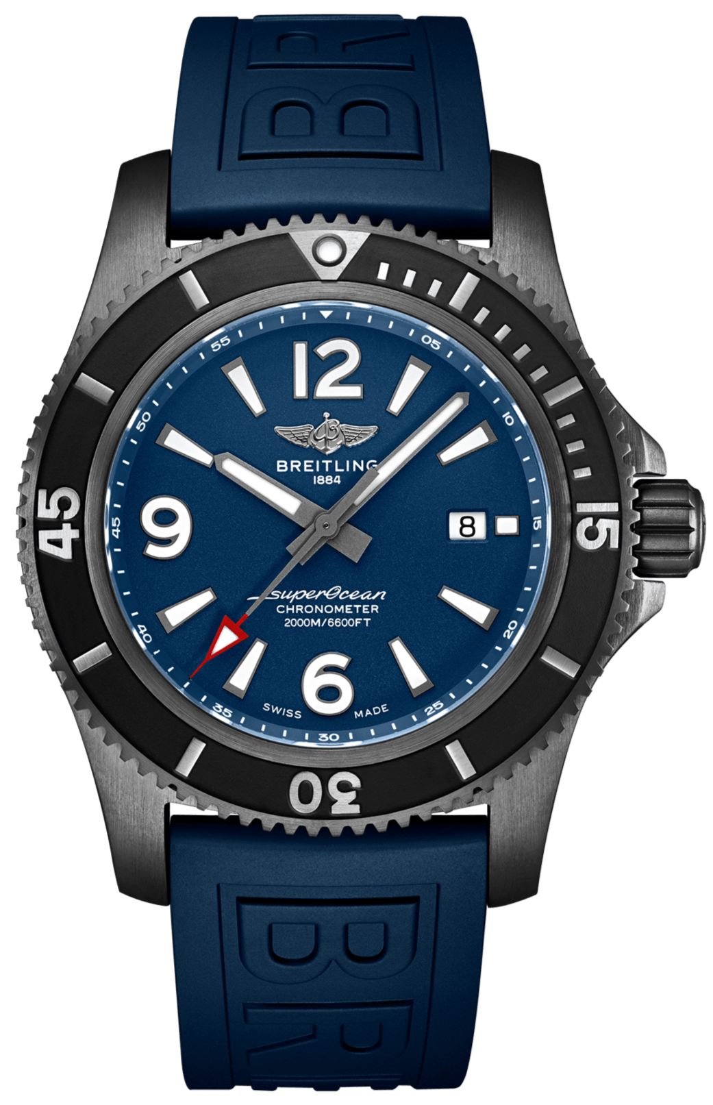 Breitling Superocean Automatic 46mm Blue Dial Blue Rubber Strap Watch for Men - M17368D71C1S1 Watches Breitling   