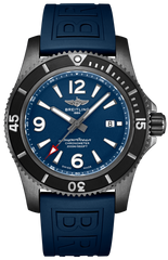 Breitling Superocean Automatic 46mm Blue Dial Blue Rubber Strap Watch for Men - M17368D71C1S1 Watches Breitling   