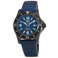 Breitling Superocean Automatic 46mm Blue Dial Blue Rubber Strap Watch for Men - M17368D71C1S1 Watches Breitling   