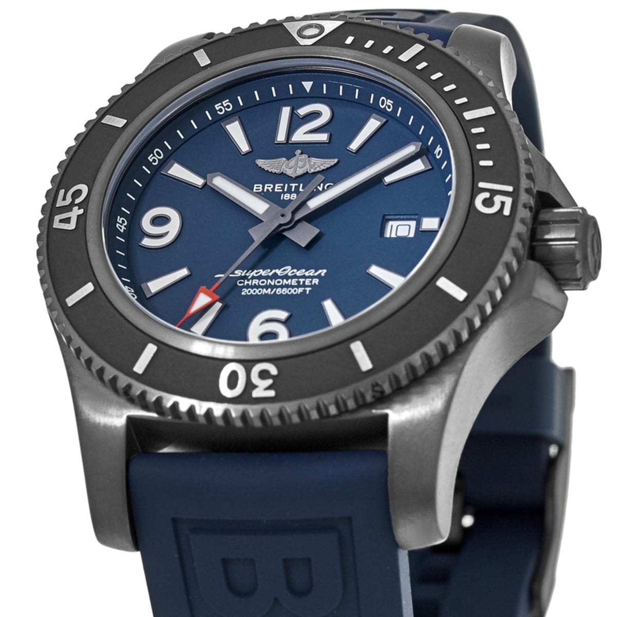 Breitling Superocean Automatic 46mm Blue Dial Blue Rubber Strap Watch for Men - M17368D71C1S1 Watches Breitling   