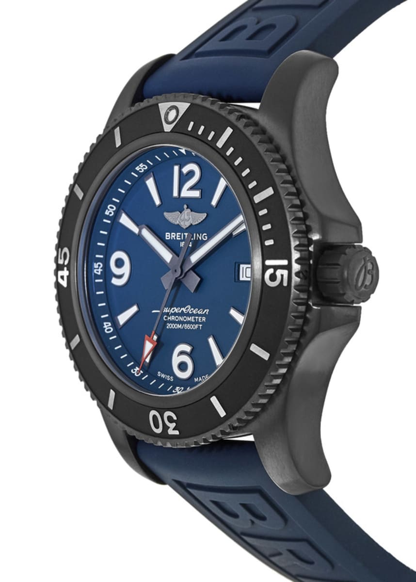 Breitling Superocean Automatic 46mm Blue Dial Blue Rubber Strap Watch for Men - M17368D71C1S1 Watches Breitling   