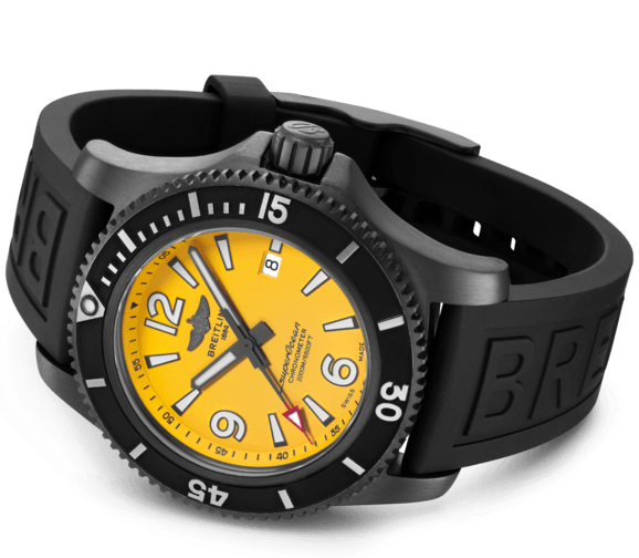 Breitling Superocean Automatic 46mm Yellow Dial Black Rubber Strap Watch for Men - M17368D71I1S1 Watches Breitling   