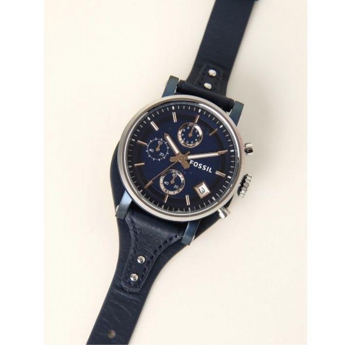 Fossil Boyfriend Sport Chronograph Blue Dial Blue Leather Strap Watch for Women - ES4113 Watches Fossil   