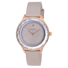 Swarovski Octea Nova Grey Dial Grey Leather Strap Watch for Women - 5295326 Watches Swarovski   
