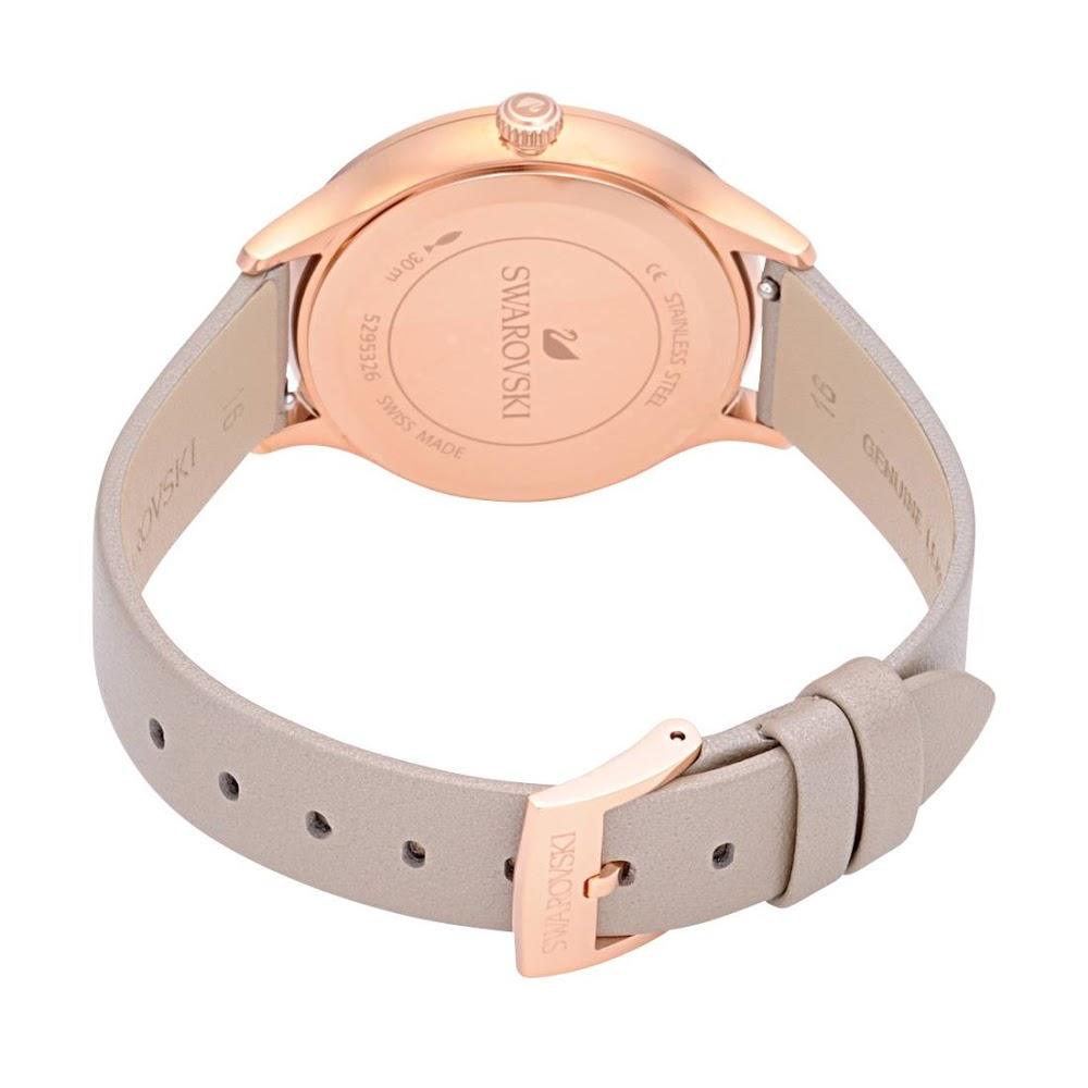 Swarovski Octea Nova Grey Dial Grey Leather Strap Watch for Women - 5295326 Watches Swarovski   