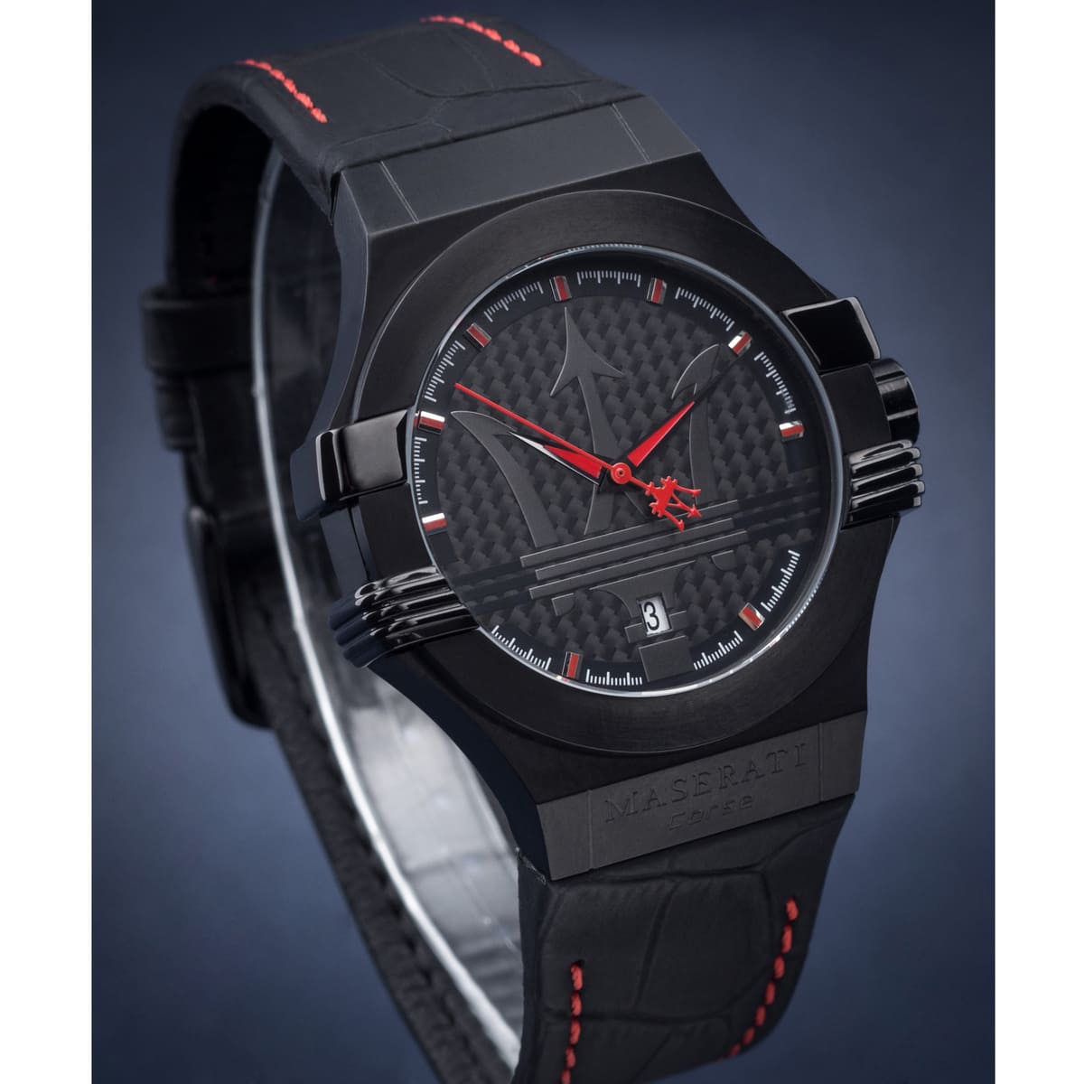 Maserati Potenza 3H STR Black Dial 42mm Leather Strap Watch For Men - R8851108010 Watches Maserati   