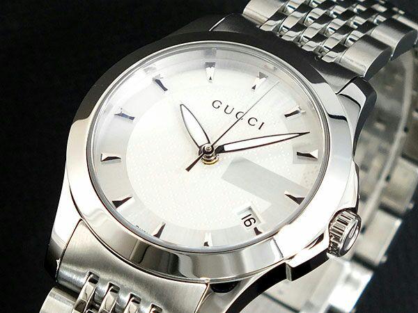 Gucci G Timeless Silver Dial Silver Steel Strap Watch For Women - YA126501 Watches Gucci   