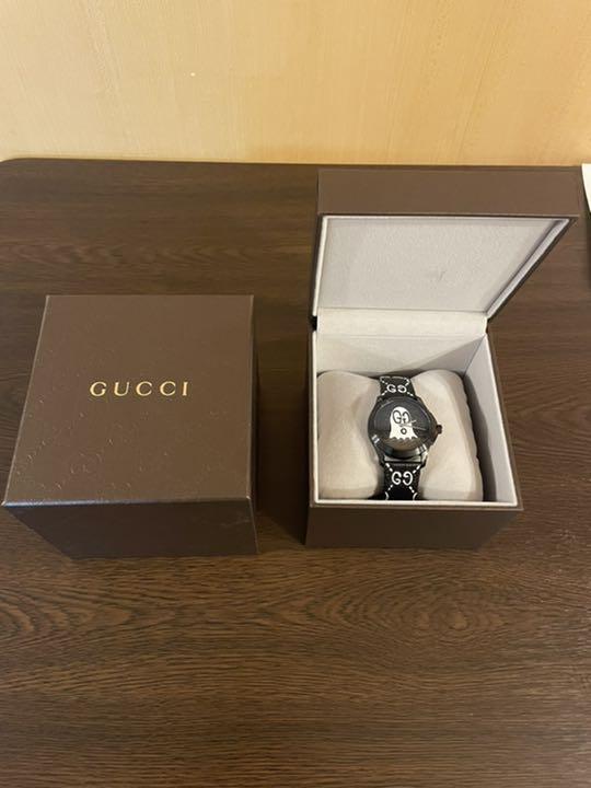 Gucci G Timeless Ghost Motif Black DIal Watch For Men - YA1264018 Watches Gucci   