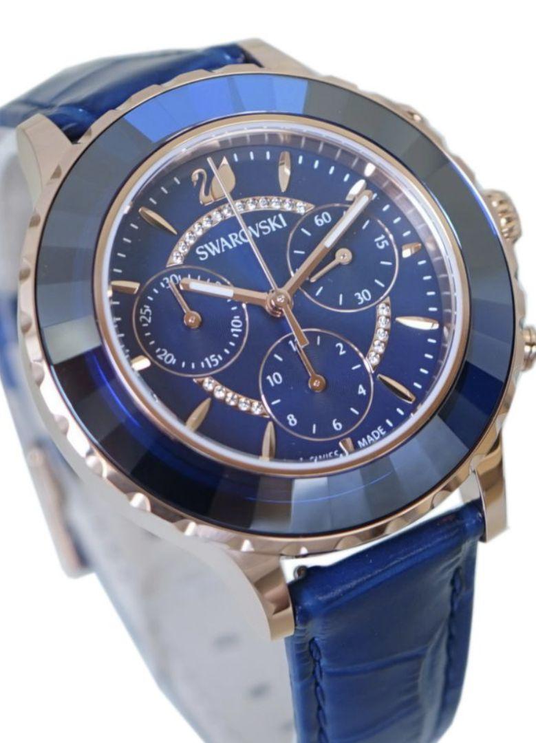 Swarovski Octea Lux Chrono Blue Dial Blue Leather Strap Watch for Women - 5563480 Watches Swarovski   
