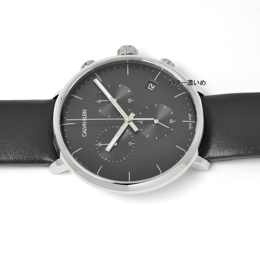 Calvin Klein High Noon Chronograph Black Dial Black Leather Strap Watch for Men - K8M271C1 Watches Calvin Klein   