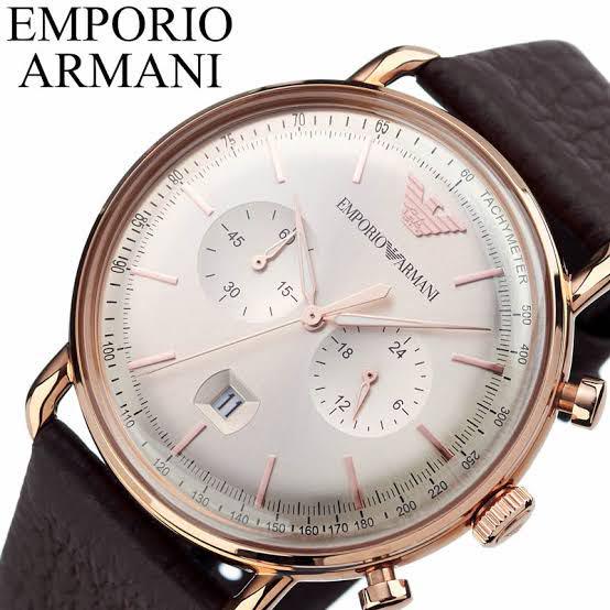 Emporio Armani Aviator Grey Dial Brown Leather Strap Watch For Men - AR11106 Watches Emporio Armani   