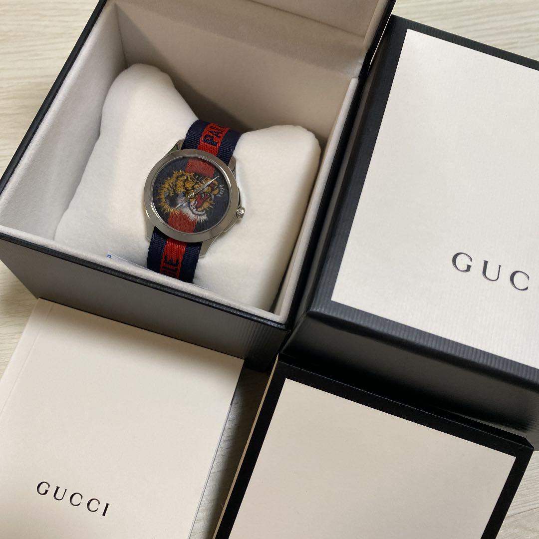Gucci G Timless Le Marche Des Merveilles Blue & Red Dial Blue & Red Nylon Strap Unisex Watch  - YA126495 Watches Gucci   