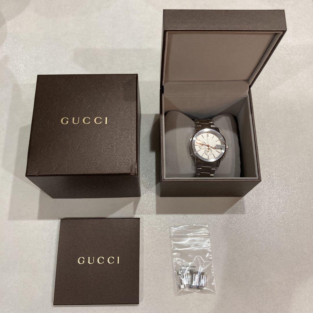 Gucci G Chrono Chronograph Silver Dial Silver Steel Strap Watch For Men - YA101201 Watches Gucci   