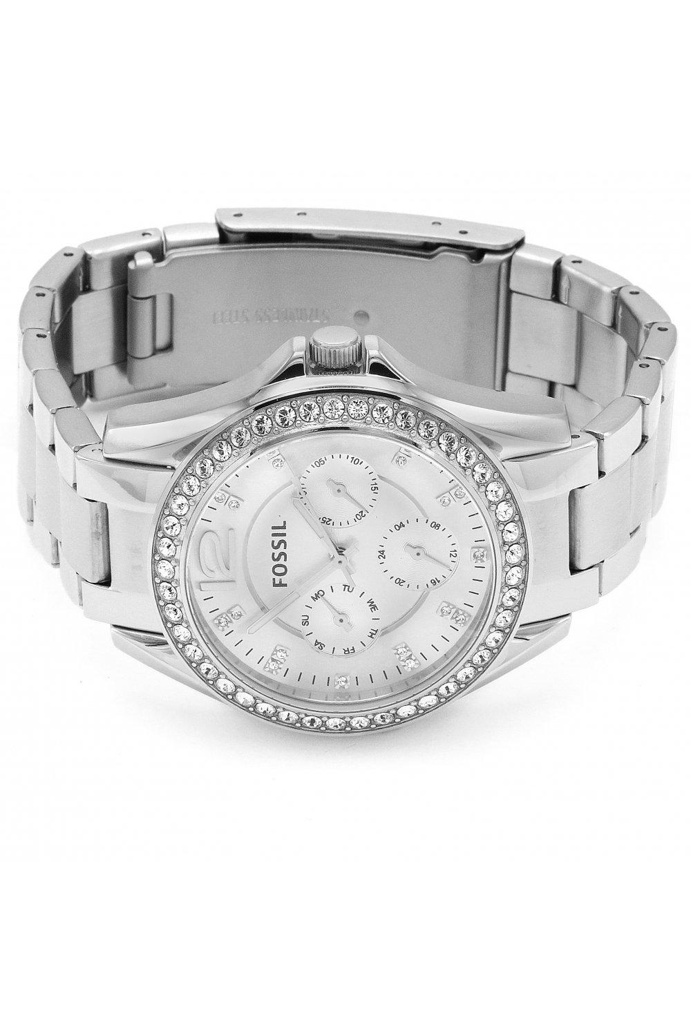 Fossil Riley Multifunction Silver Dial Silver Steel Strap Watch for Women - ES3202 Watches Fossil   