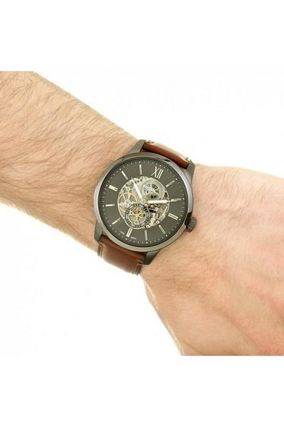 Fossil Townsman Automatic Skeleton Black Dial Brown Leather Strap Watch for Men - ME3181 Watches Fossil   