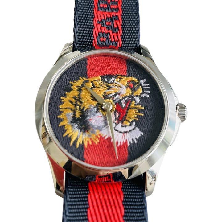 Gucci G Timless Le Marche Des Merveilles Blue & Red Dial Blue & Red Nylon Strap Unisex Watch  - YA126495 Watches Gucci   