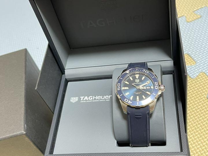 Tag Heuer Aquaracer 41mm Blue Dial Blue Rubber Strap Watch for Men - WAY111C.FT6155 Watches Tag Heuer   