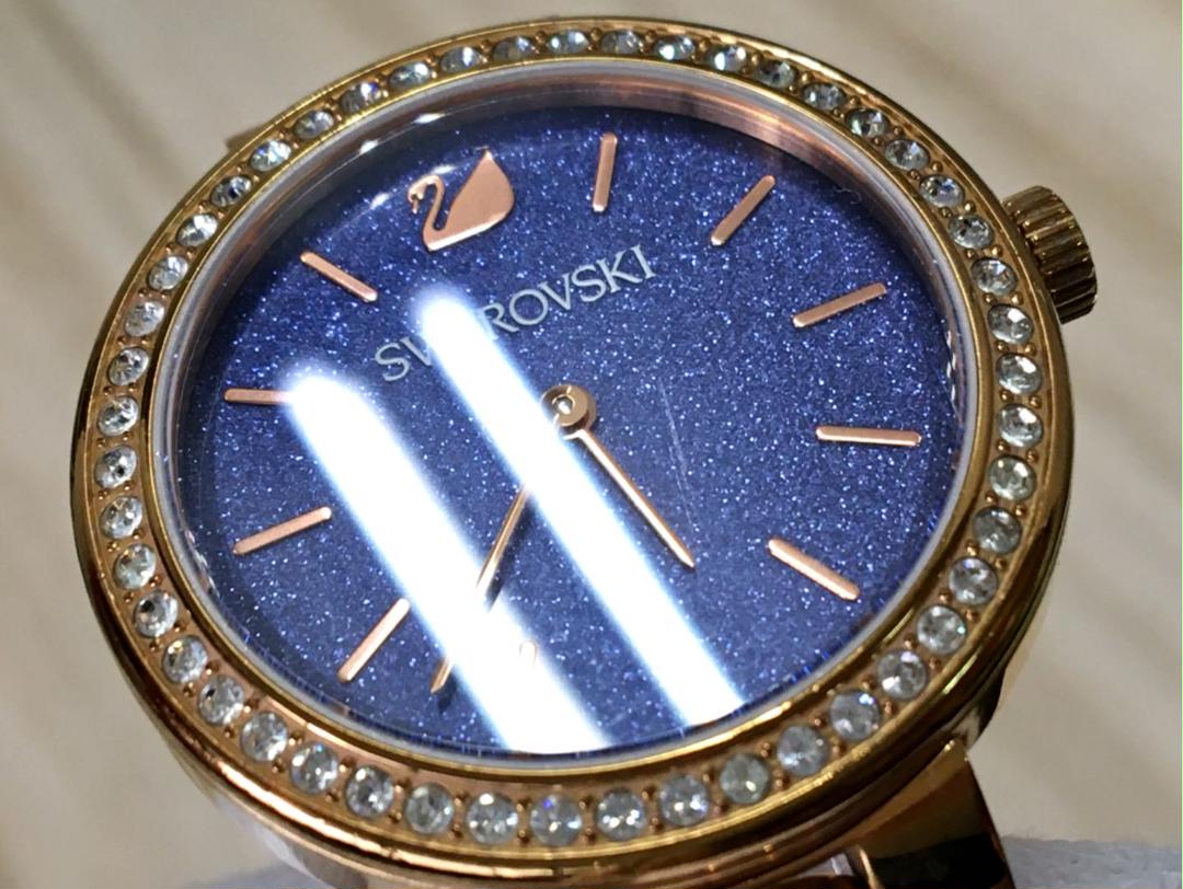 Swarovski Daytime Glittering Blue Dial Rose Gold Steel Strap Watch for Women - 5182277 Watches Swarovski   