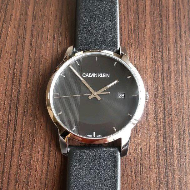 Calvin Klein City Quartz Black Dial Black Leather Strap Watch for Men - K2G2G1C1 Watches Calvin Klein   