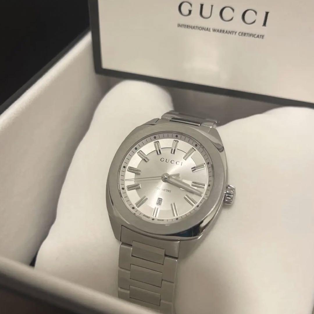 Gucci G Timeless GG2570 Silver Dial Silver Steel Strap Watch For Men - YA142402 Watches Gucci   