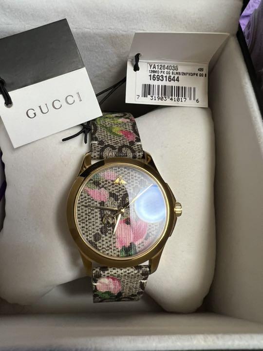 Gucci G Timeless Floral Brown Dial Brown Leather Strap Watch For Women - YA1264038 Watches Gucci   