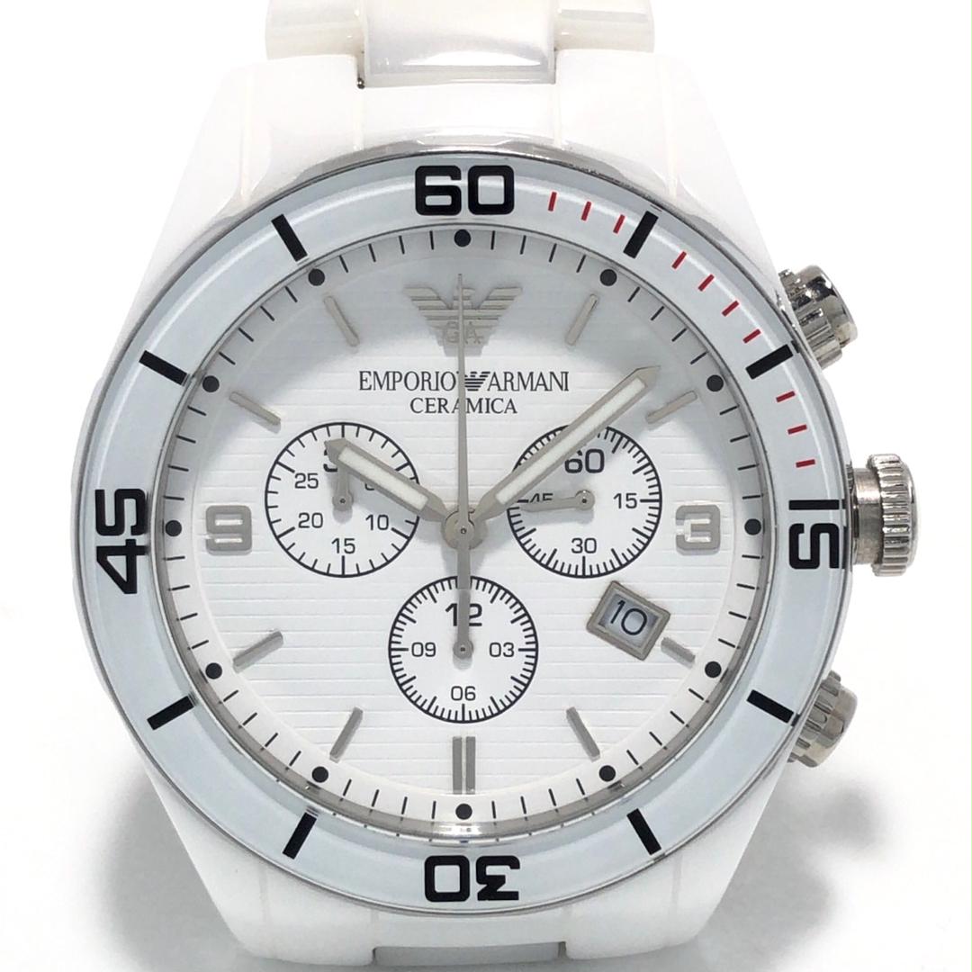 Emporio Armani Ceramic Chronograph White Dial White Ceramic Strap Watch For Men - AR1424 Watches Emporio Armani   