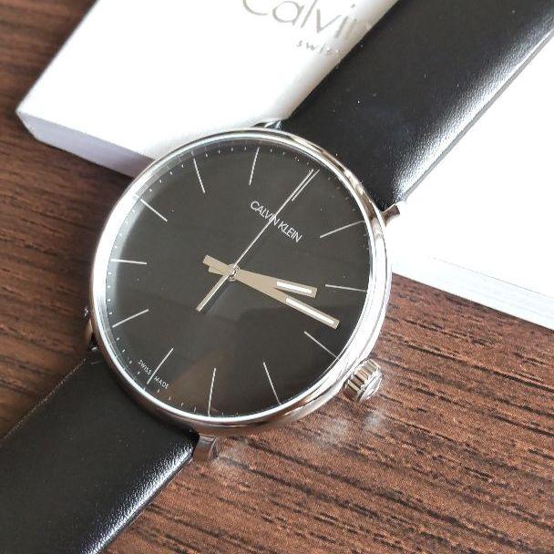 Calvin Klein High Noon Quartz Black Dial Black Leather Strap Watch for Men - K8M211C1 Watches Calvin Klein   