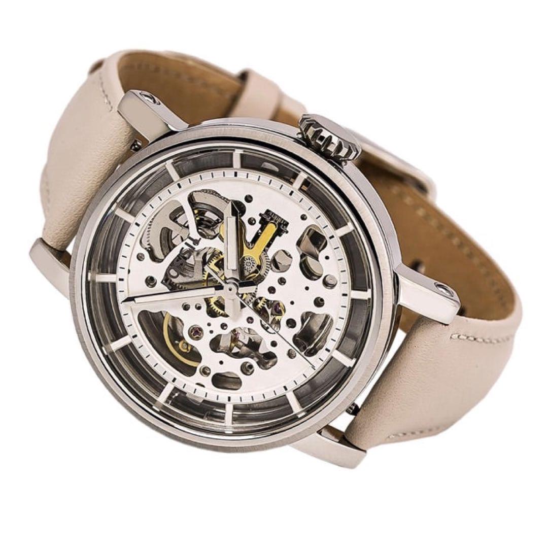 Fossil Boyfriend Automatic Skeleton Silver Dial White Leather Strap Watch for Women - ME3069 Watches Fossil   