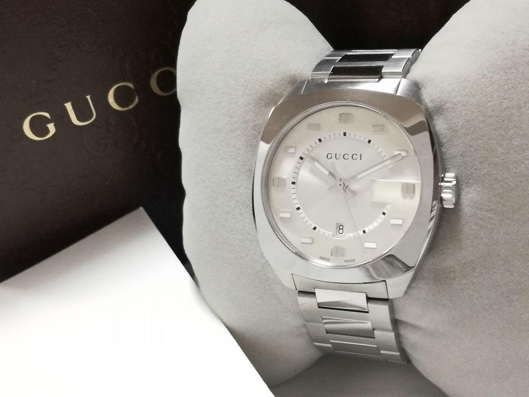 Gucci GG2570 Silver Dial Silver Steel Strap Watch For Men - YA142308 Watches Gucci   