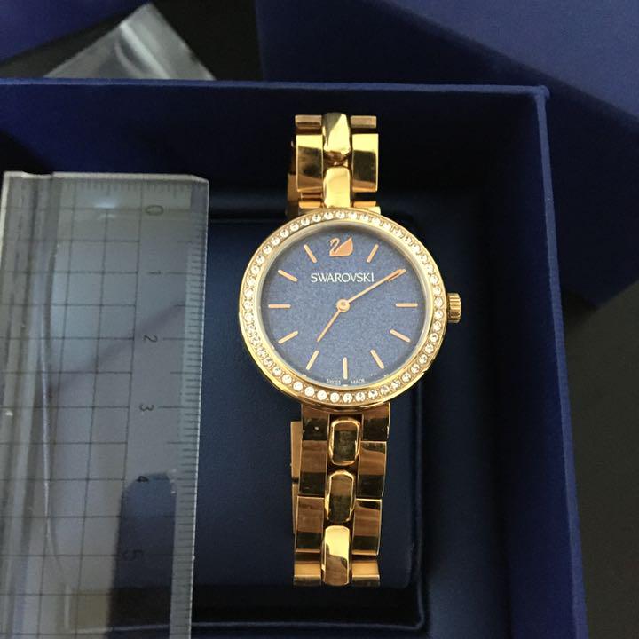 Swarovski Daytime Glittering Blue Dial Rose Gold Steel Strap Watch for Women - 5182277 Watches Swarovski   
