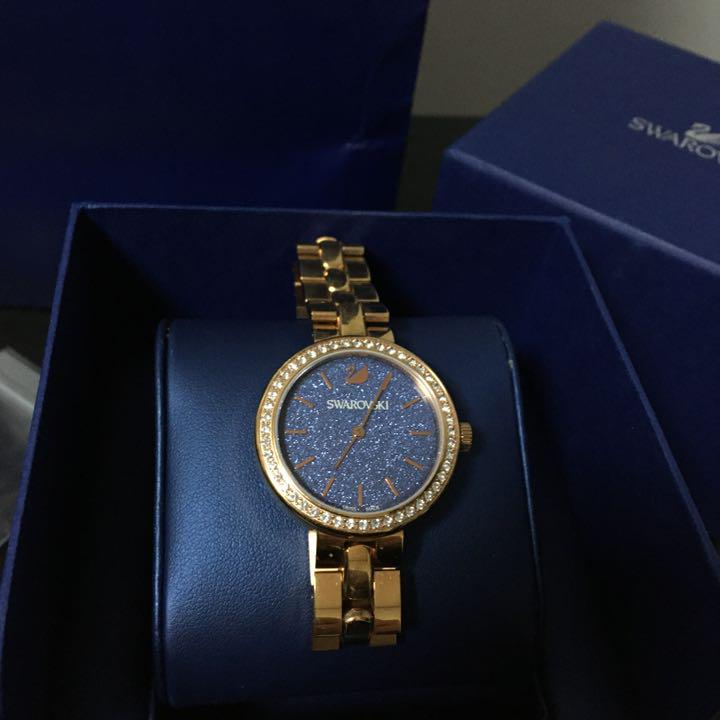 Swarovski Daytime Glittering Blue Dial Rose Gold Steel Strap Watch for Women - 5182277 Watches Swarovski   