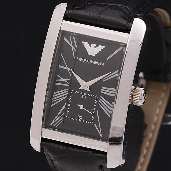 Emporio Armani Black Dial Black Leather Strap Watch For Men - AR0143 Watches Emporio Armani   