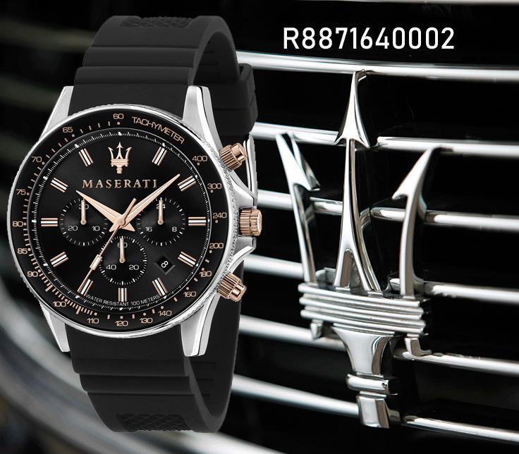 Maserati SFIDA 44mm Black Silicon Chronograph Watch For Men - R8871640002 Watches Maserati   