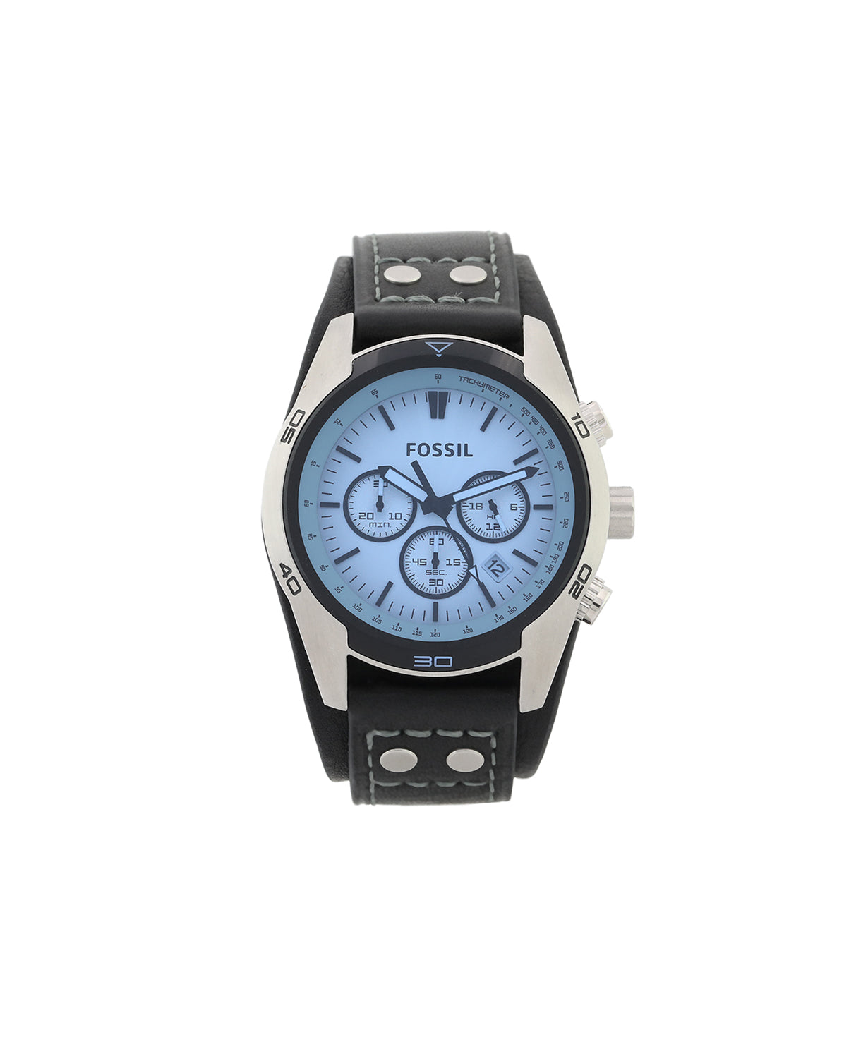 Fossil Coachman Chronograph Blue Dial Black Leather Strap Watch for Men - CH2564 Watches Fossil   