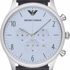 Emporio Armani Chronograph Blue Dial Blue Leather Strap Watch For Men - AR1889 Watches Emporio Armani   