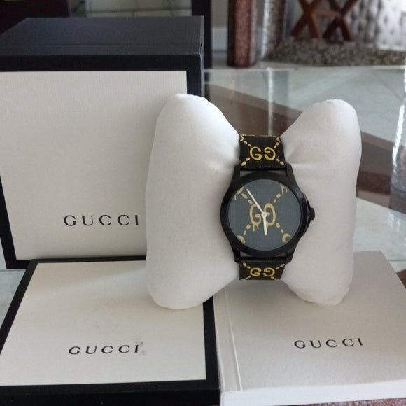 Gucci G Timeless Ghost Black Dial Leather Strap Watch For Men - YA1264019 Watches Gucci   