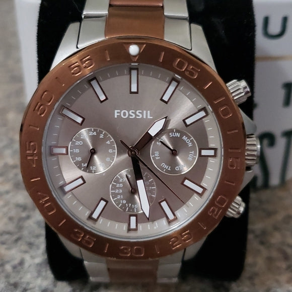 Fossil Bannon Multifunction Brown Dial Two Tone Steel Strap Watch for Men - BQ2502 Watches Fossil   