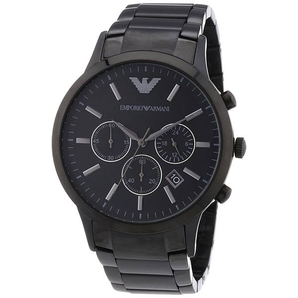 Emporio Armani Classic Chronograph Black Dial Black Stainless Steel Strap Watch For Men - AR2453 Watches Emporio Armani   