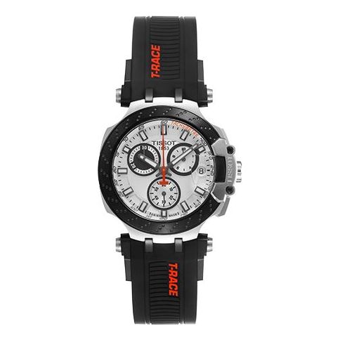 Tissot T Race Chronograph White Dial Black Silicon Strap Watch For Men - T115.417.27.011.00 Watches Tissot   
