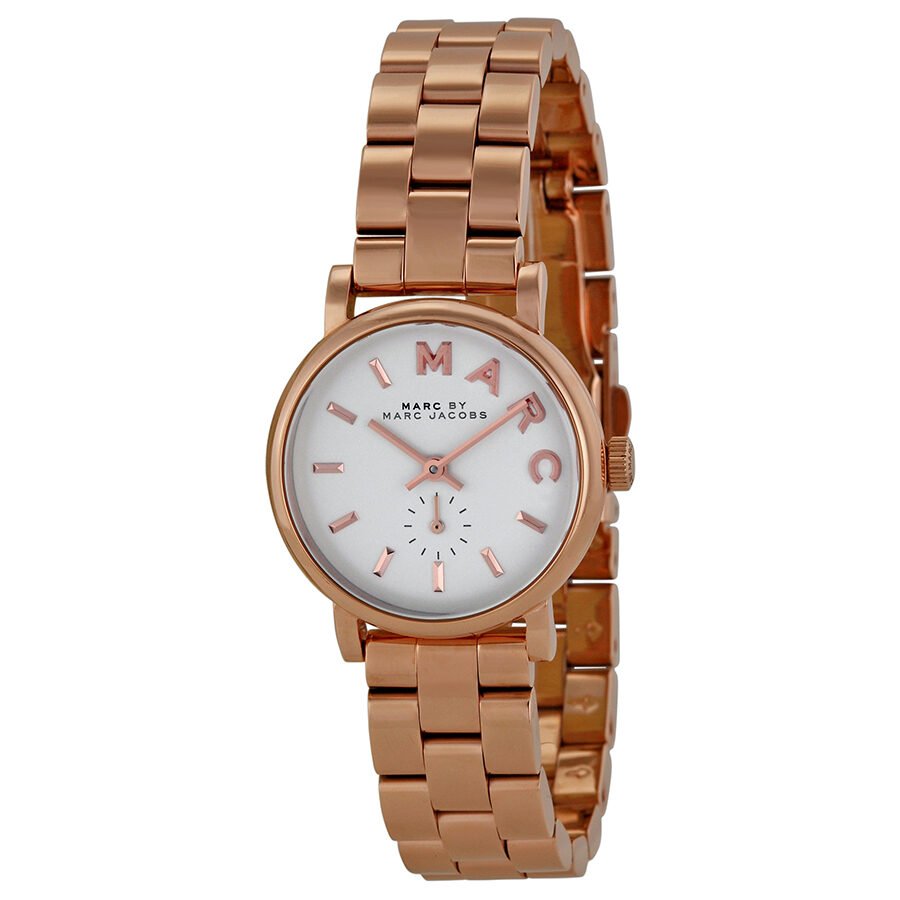 Marc Jacobs Baker White Dial Rose Gold Stainless Steel Watch for Women - MBM3248 Watches Marc Jacobs   